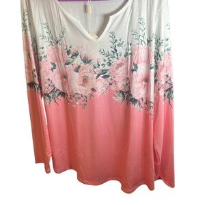 Floral Pink and White Women's Top Size XXL New With Tags